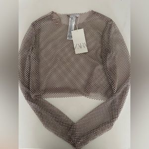 Zara shimmer mesh crop top- size M (new)